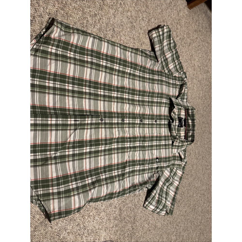 Marmot Shirt Mens Large Green Plaid Short Sleeve Button Up Outdoor Casual Hiking